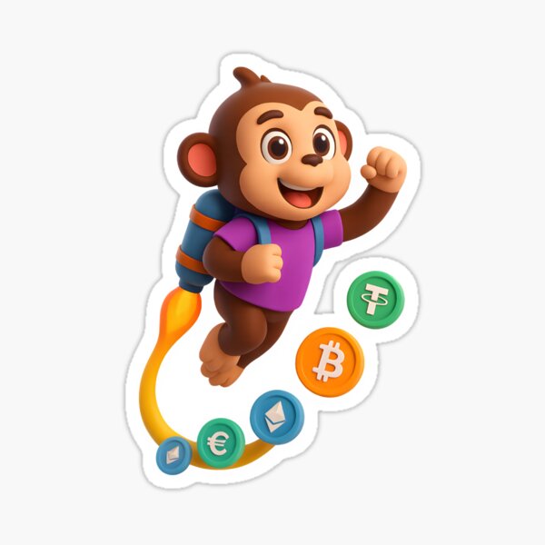 Item preview, Crypto Jetpack Monkey – 3D Cartoon Rocket Design designed and sold by WolfPixelRo.