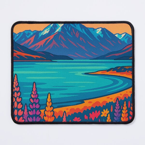 Item preview, Digital Retro Pop Art Poster of Lake Tekapo | Vibrant New Zealand Travel Art | Colorful Mountain & Lake Landscape | Scenic Stargazing Destination Illustration designed and sold by PaintedPixels01.