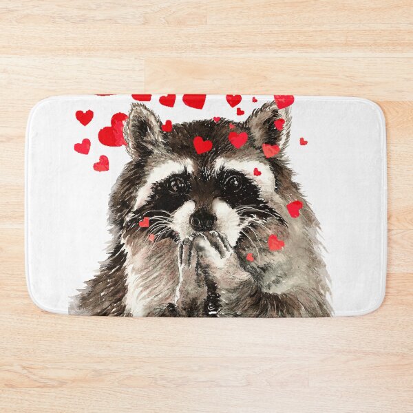 Item preview, Cute Watercolor Raccoon Blowing Kisses & Hearts designed and sold by countrymouse.