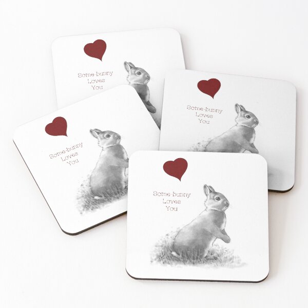 Item preview, Some Bunny Loves You, Cute Bunny, Pun, Red Heart, Pencil Art designed and sold by JoyfulWhimsy.