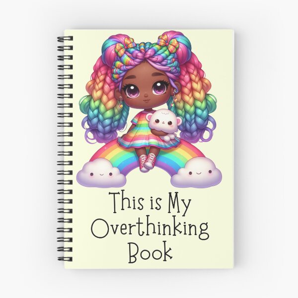 Item preview, This Is My Overthinking Book – Cute Rainbow Chibi Girl Yellow Notebook for Thoughts, Rambles & Mental Chaos designed and sold by Pandi-makes.