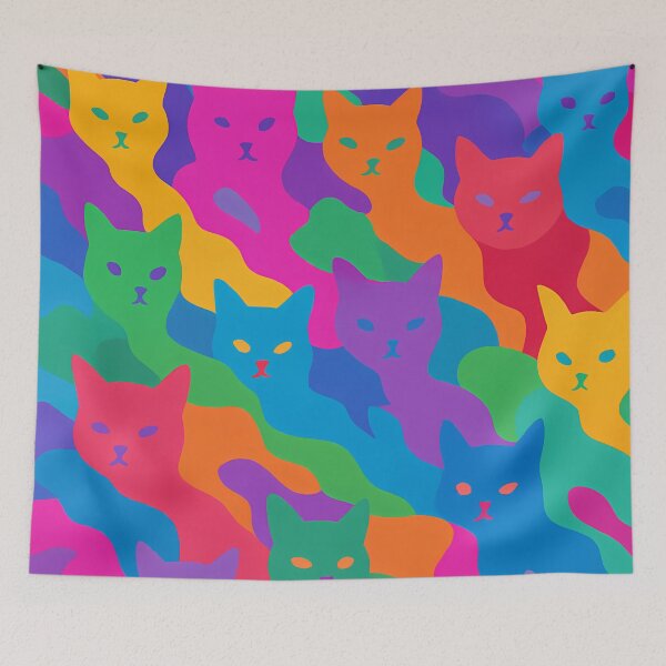 Item preview, Colorful camouflage cat pattern designed and sold by PixelForge.com.de.