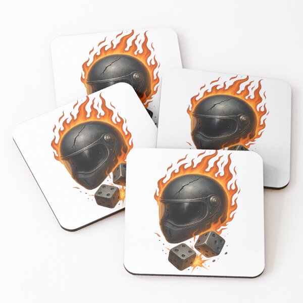 Item preview, Flaming Cracked Biker Helmet with Dice – 3D Fiery Gamble Design designed and sold by WolfPixelRo.