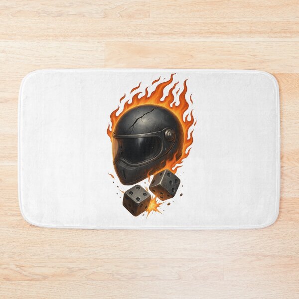Item preview, Flaming Cracked Biker Helmet with Dice – 3D Fiery Gamble Design designed and sold by WolfPixelRo.