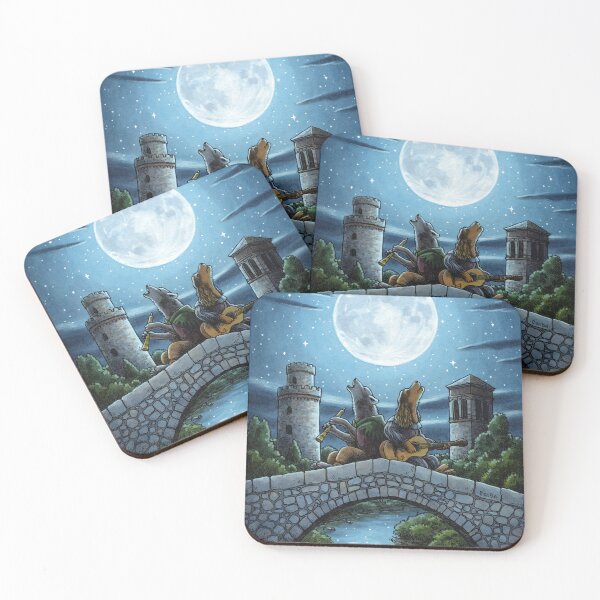 Item preview, A Wolf and Dog Duet by Moonlight! designed and sold by Elisabeth Alba Illustration.