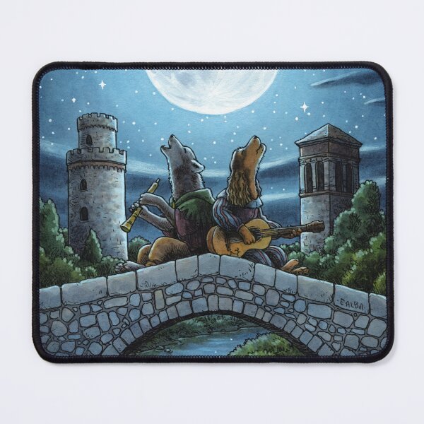 Item preview, A Wolf and Dog Duet by Moonlight! designed and sold by Elisabeth Alba Illustration.