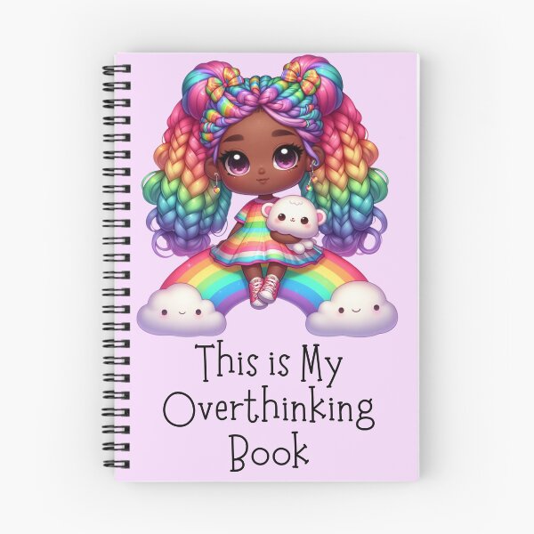Item preview, This Is My Overthinking Book – Cute Rainbow Chibi Girl Purple Notebook for Thoughts, Rambles & Mental Chaos designed and sold by Pandi-makes.