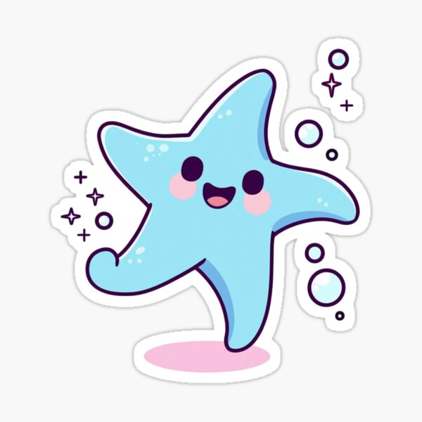 Item preview, Blue Dancing Starfish – Fun Cartoon Ocean Character designed and sold by Aia0.