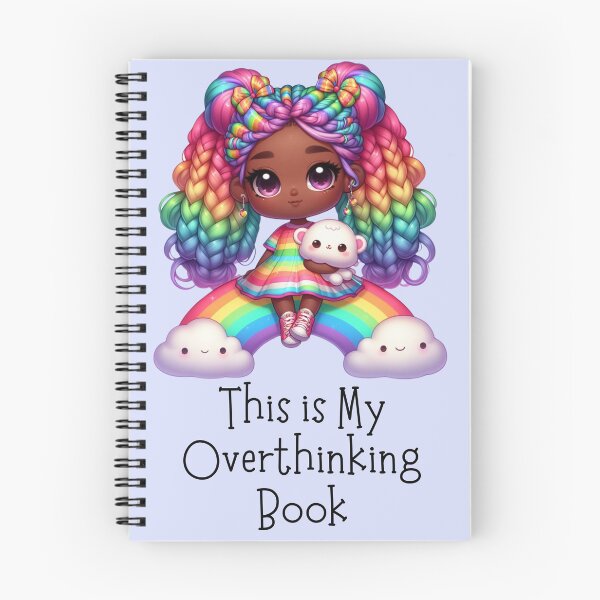 Item preview, This Is My Overthinking Book – Cute Rainbow Chibi Girl Blue Notebook for Thoughts, Rambles & Mental Chaos designed and sold by Pandi-makes.