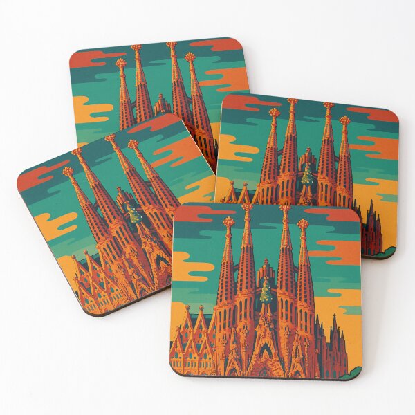 Item preview, Digital Retro Pop Art Travel Poster of La Sagrada Familia | Vibrant Barcelona Landmark Illustration | Bold Colorful Gaudí Architecture Tribute | Vintage Tourism Aesthetic | Iconic Spanish Cathedral designed and sold by PaintedPixels01.