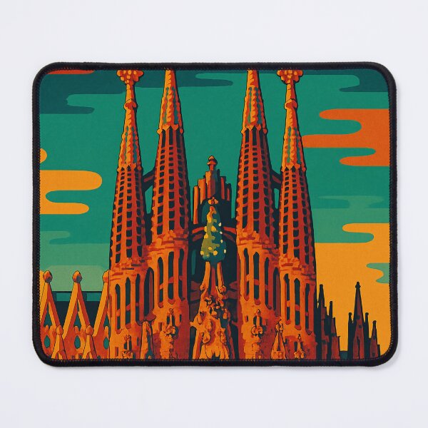 Item preview, Digital Retro Pop Art Travel Poster of La Sagrada Familia | Vibrant Barcelona Landmark Illustration | Bold Colorful Gaudí Architecture Tribute | Vintage Tourism Aesthetic | Iconic Spanish Cathedral designed and sold by PaintedPixels01.