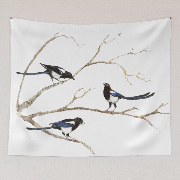 Item preview, Original Watercolor Magpie Bird Family designed and sold by countrymouse.