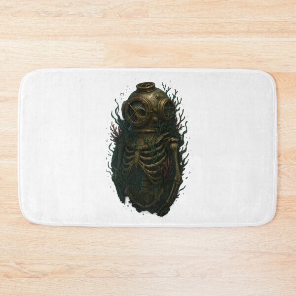 Item preview, Deep Sea Skeleton Diver – Vintage Nautical Horror Art designed and sold by WolfPixelRo.
