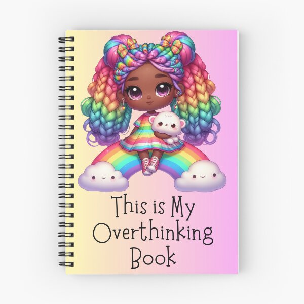 Item preview, This Is My Overthinking Book – Cute Rainbow Chibi Girl Pink Notebook for Thoughts, Rambles & Mental Chaos designed and sold by Pandi-makes.