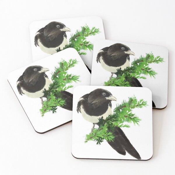 Item preview, Watercolor Magpie Bird Nature Art designed and sold by countrymouse.