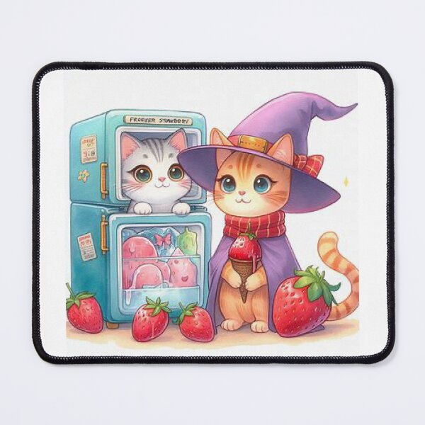 Item preview, Gato con helado de fresa designed and sold by Bit Canvas.