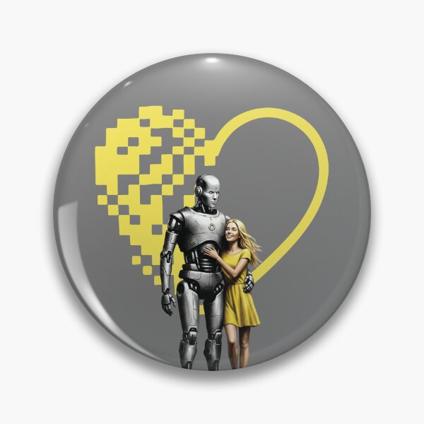 Item preview, Woman & Robot Couple Pixel Heart Art designed and sold by KiwiRider.