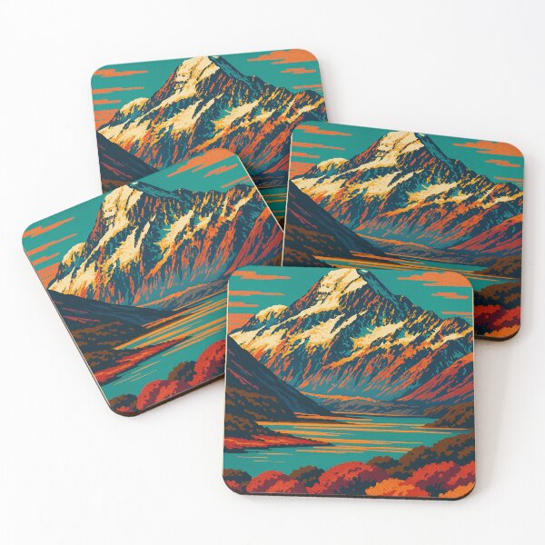 Item preview, Digital Retro Pop Art Travel Poster of Mount Cook | Vibrant New Zealand Landscape Design | Colorful Aoraki Adventure Art | Vintage-Inspired Alpine Scene | Bold Mountain View Aesthetic designed and sold by PaintedPixels01.