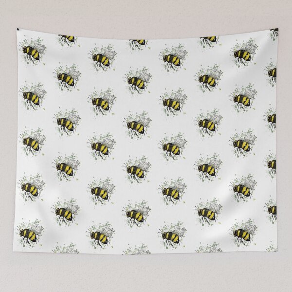 Item preview, Bumble Bee with Green Splashes, Hand Drawn Illustration, Insect designed and sold by JoyfulWhimsy.