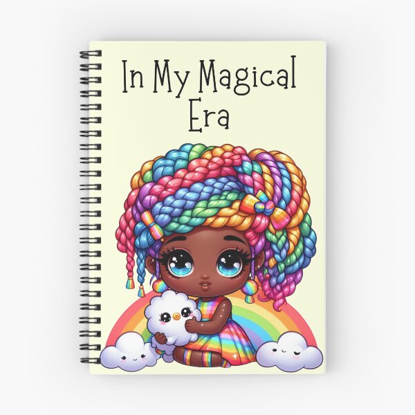 Item preview, In My Magical Era – Cute Chibi Girl Yellow Notebook with Rainbow Braids for Manifesting, Daydreaming & Soft Girl Moments designed and sold by Pandi-makes.