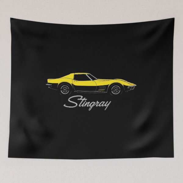 Item preview, 1969 Corvette Stingray C3 Yellow and Black Muscle Car Art designed and sold by TheArtOfCar.