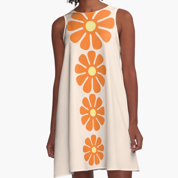 Item preview, 60's, 70's Retro Large Flowers in Orange and Cream Yellow Centers designed and sold by MellowCat.