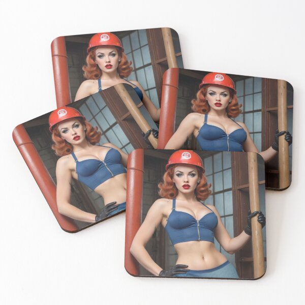 Item preview, Construction Worker Red Head Pin Up designed and sold by MissSaylor.