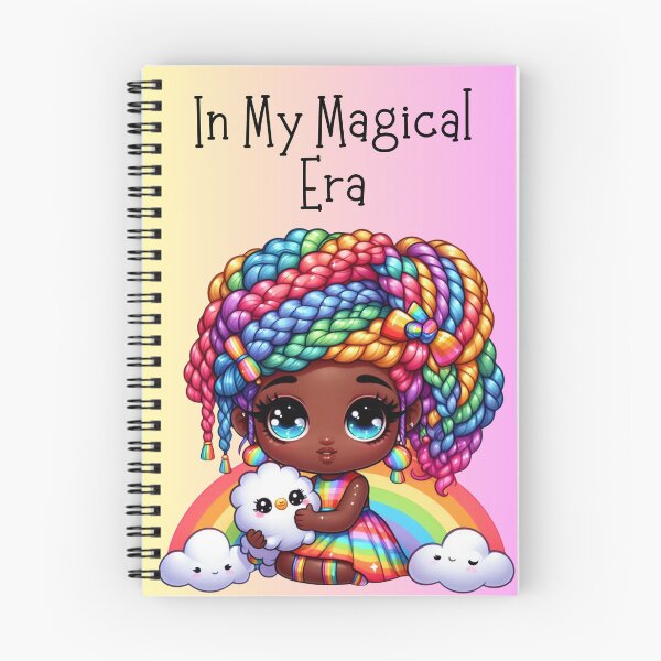 Item preview, In My Magical Era – Cute Chibi Girl Pink Notebook with Rainbow Braids for Manifesting, Daydreaming & Soft Girl Moments designed and sold by Pandi-makes.