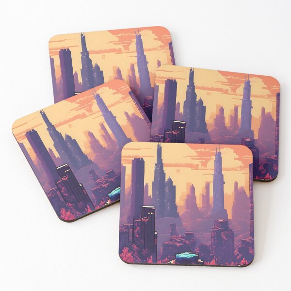 Item preview, Pixelated City Skyline Abstract Art designed and sold by Esterlane.