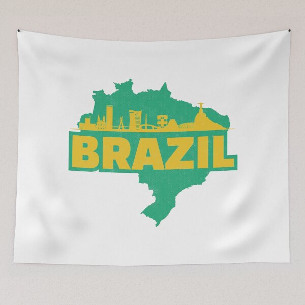 Item preview, Retro Brazil Map and Skyline designed and sold by UNK-Fatigues.