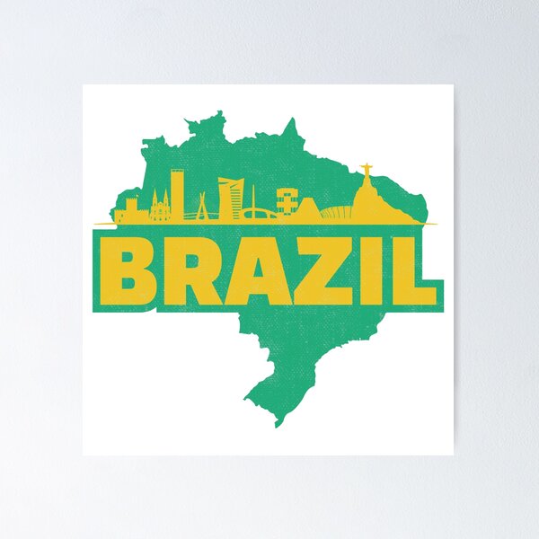 Item preview, Retro Brazil Map and Skyline designed and sold by UNK-Fatigues.