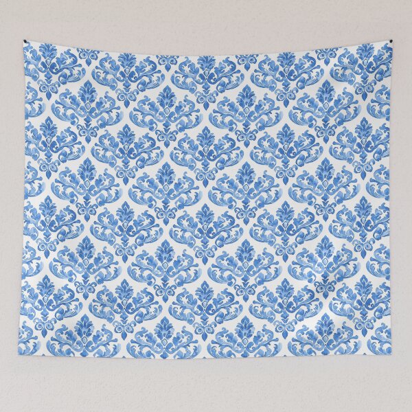 Item preview, Blue & White Chinoiserie Damask designed and sold by SezzyDesigns.
