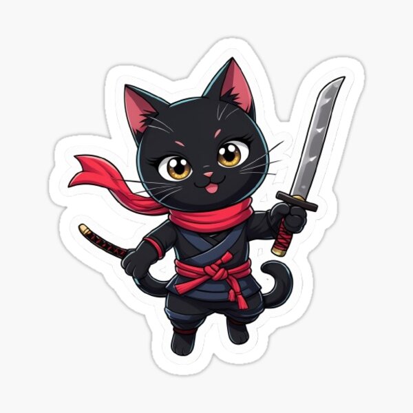 Aperçu de l'œuvre Chat Ninja heureux créée et vendue par Juan Jerez.