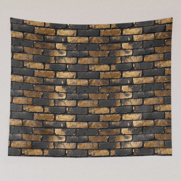 Item preview, Distressed Gold and Black Painted Brick Wall designed and sold by NTGUILTY.