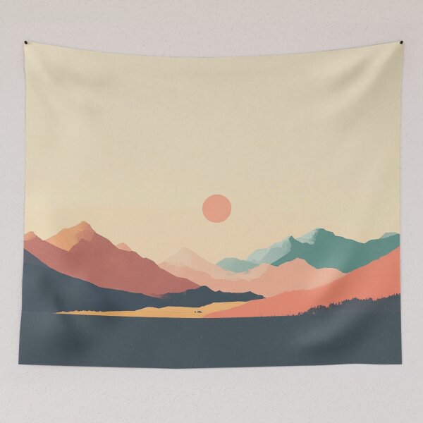Aperçu de l'œuvre Soft Mountains and sun créée et vendue par Elite Print Studio.