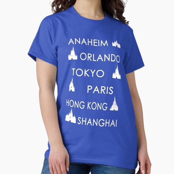 Aperçu de l'œuvre T-shirt minimaliste Disney | Anaheim, Orlando, Tokyo, Paris, Hong Kong, Shanghai créée et vendue par DevonDisneyland.