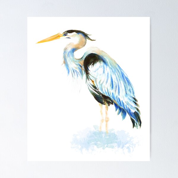 Item preview, Great Blue Heron Watercolor Bird Art designed and sold by countrymouse.