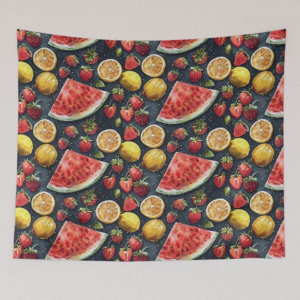 Item preview, Watercolor Citrus and Berry Medley on Dark Background designed and sold by NTGUILTY.