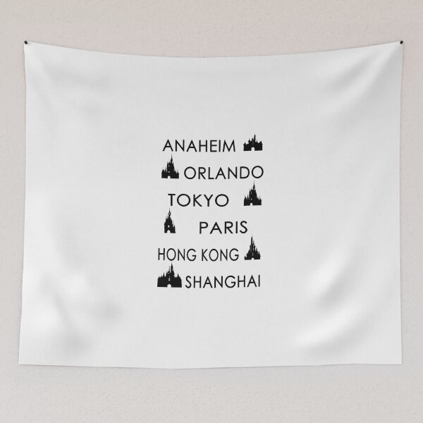 Item preview, Disney Cities Around the World | Anaheim · Orlando · Tokyo · Paris · Hong Kong · Shanghai Minimalist Tee Black designed and sold by DevonDisneyland.