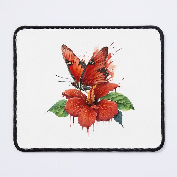 Item preview, Leafwing Butterfly sitting on a red hibiscus flower designed and sold by Ann Miu Deluxe.