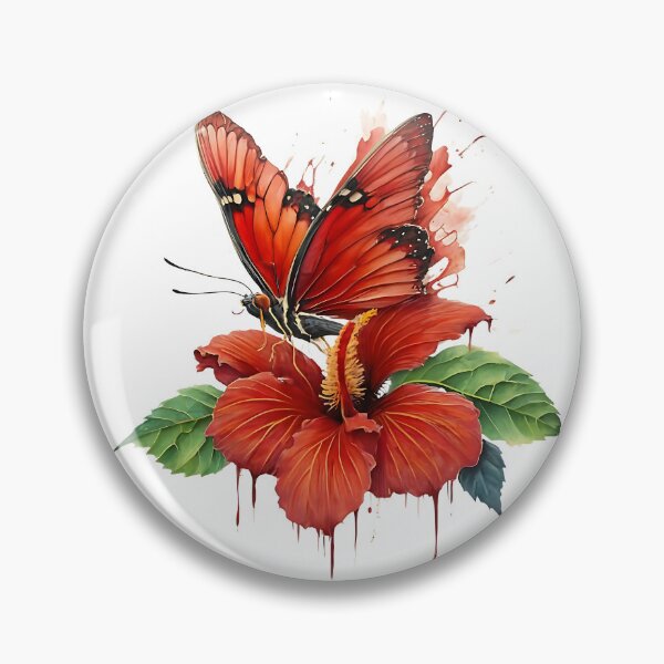Item preview, Leafwing Butterfly sitting on a red hibiscus flower designed and sold by Ann Miu Deluxe.