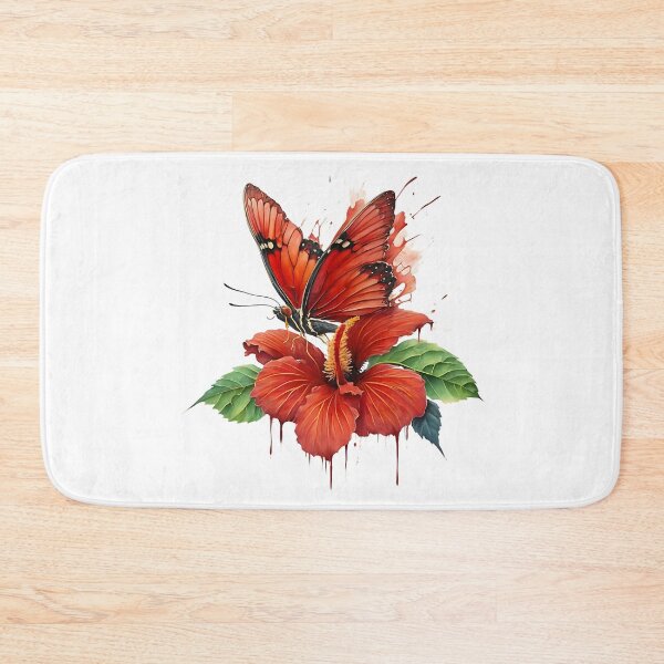 Item preview, Leafwing Butterfly sitting on a red hibiscus flower designed and sold by Ann Miu Deluxe.