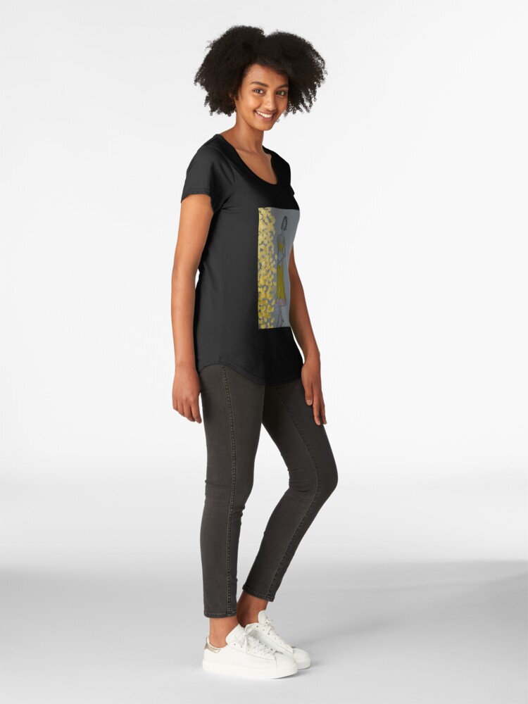 Alternate view of Book worm girl in a yellow dress Premium Scoop T-Shirt