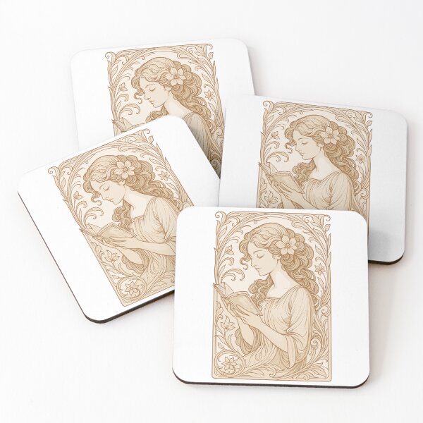 Item preview, Book Books Reading Woman Art Nouveau Gift designed and sold by Pineapple-Tree.