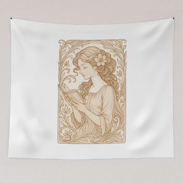 Item preview, Book Books Reading Woman Art Nouveau Gift designed and sold by Pineapple-Tree.