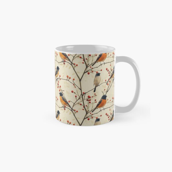 Item preview, Black-headed Birds on Berry Branches Pattern designed and sold by NTGUILTY.