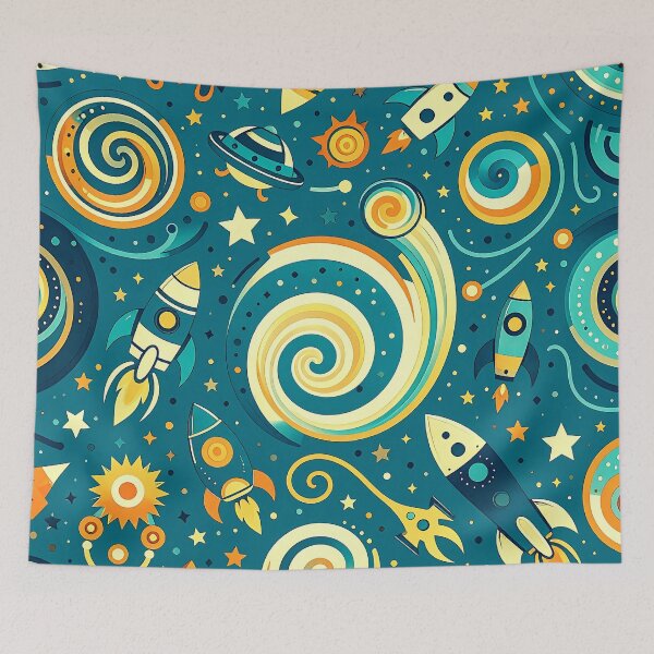 Item preview, Rockets Spaceships and Stars Pattern designed and sold by ArtFactoryAI.