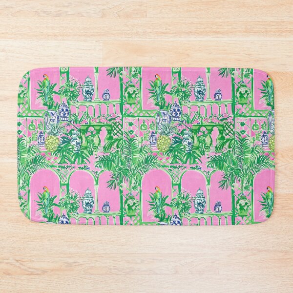 Item preview, Preppy, Grandmillennial balconies in Palm Beach in pink and green markers designed and sold by SophieClimaArt.