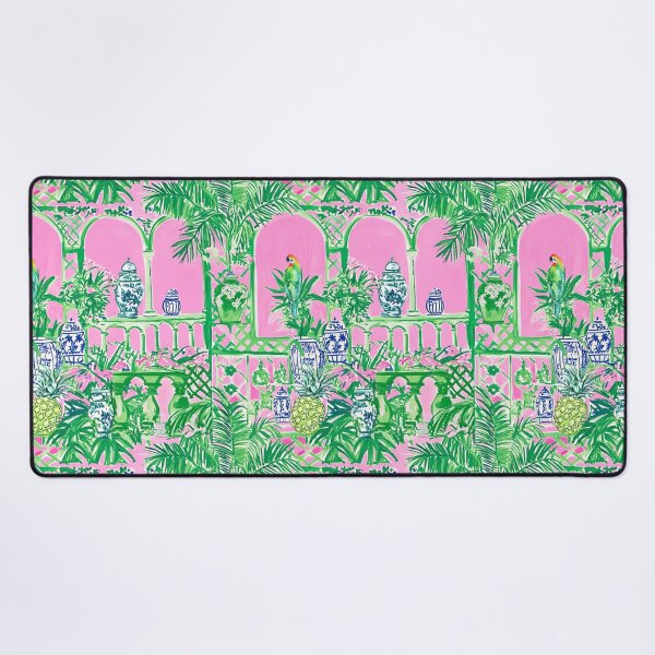 Item preview, Preppy, Grandmillennial balconies in Palm Beach in pink and green markers designed and sold by SophieClimaArt.