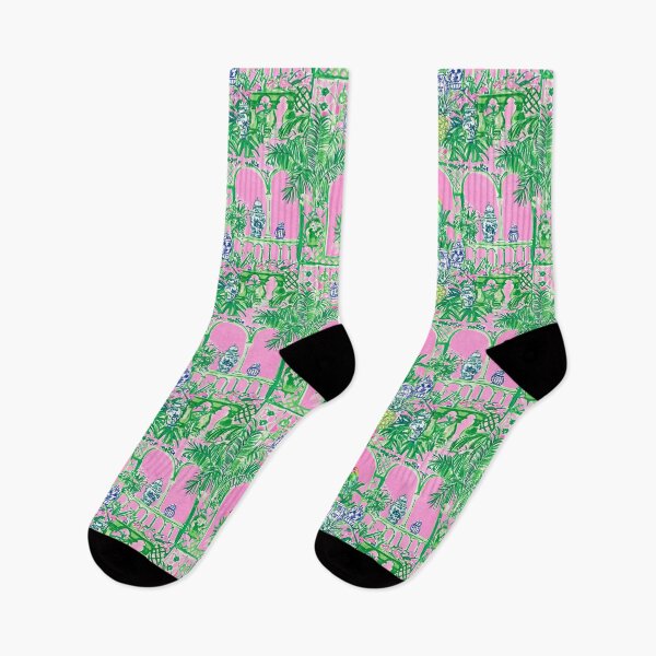 Item preview, Preppy, Grandmillennial balconies in Palm Beach in pink and green markers designed and sold by SophieClimaArt.